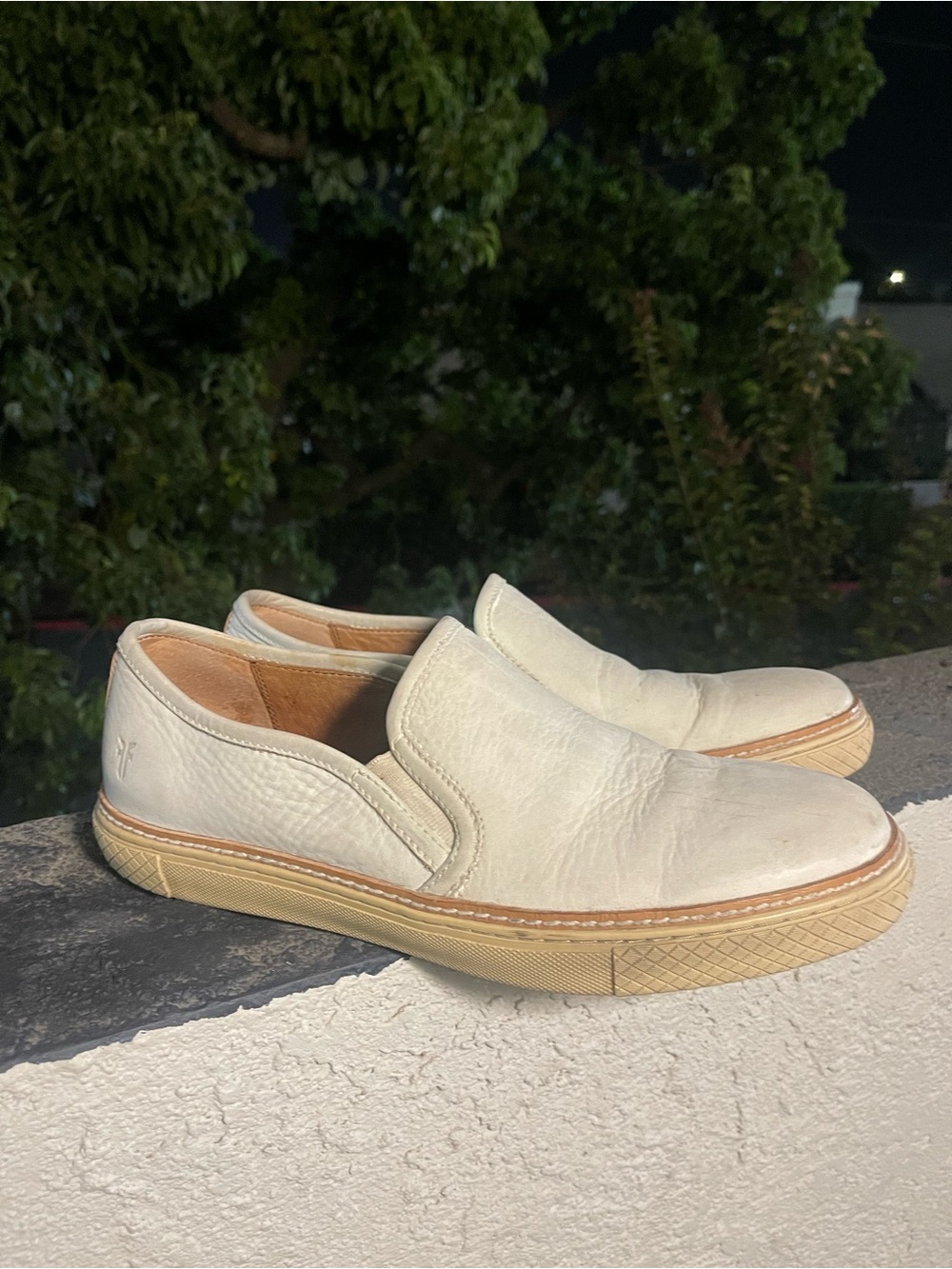 Frye White Leather Slip-On Loafers size 10